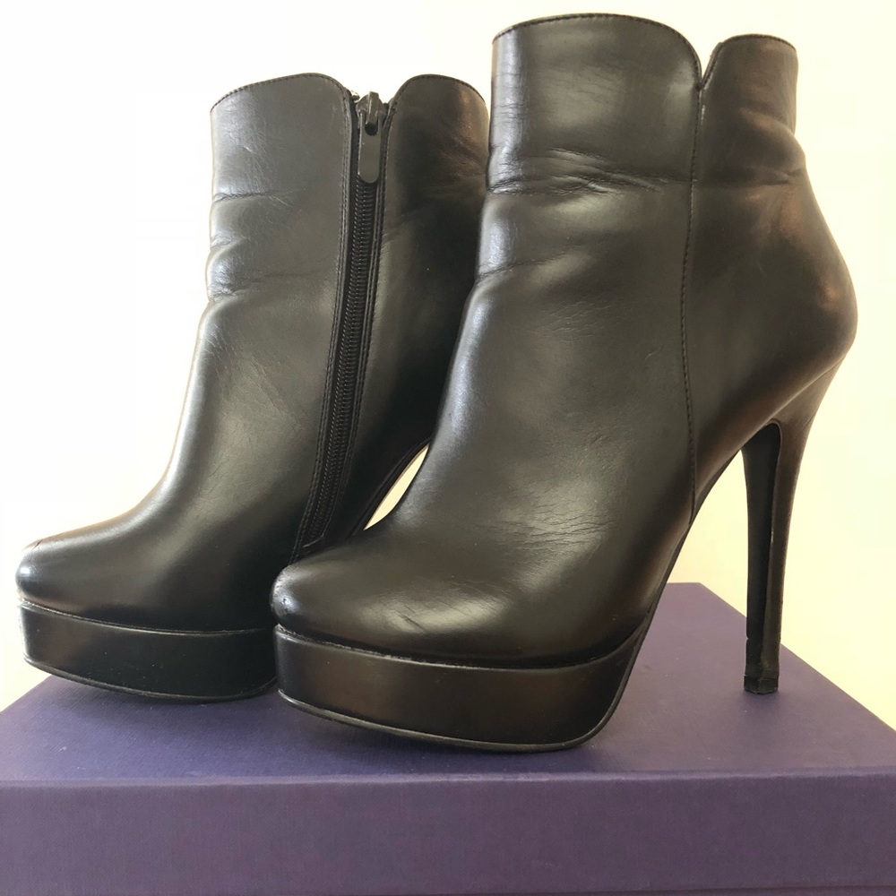 Black leather ankle booties